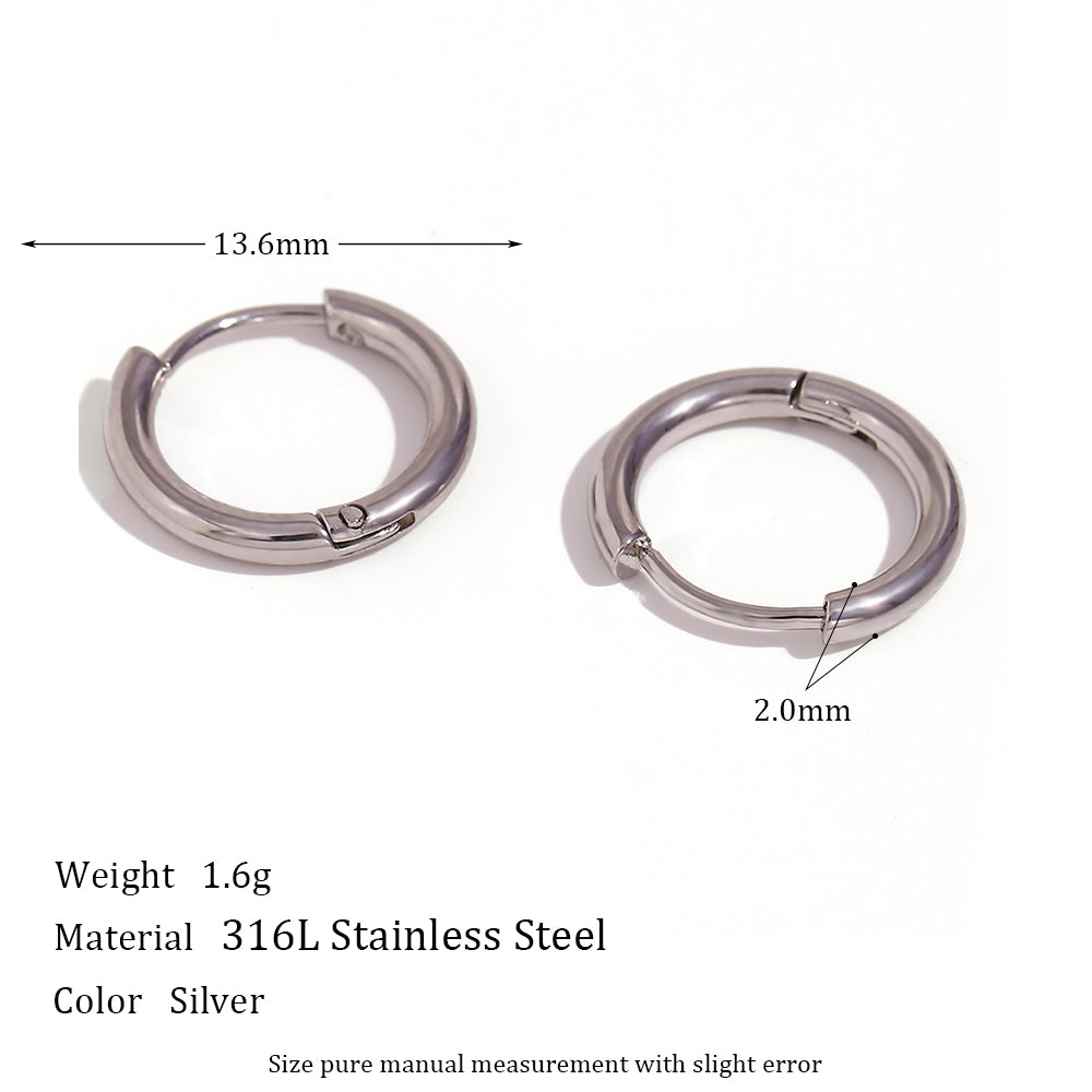 1 Pair Classic Style Round Plating Stainless Steel 18k Gold Plated Earrings