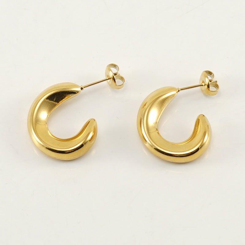 1 Pair Retro U Shape Plating Stainless Steel 18k Gold Plated Ear Studs