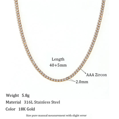 Simple Style Geometric Stainless Steel Plating Zircon Gold Plated Necklace