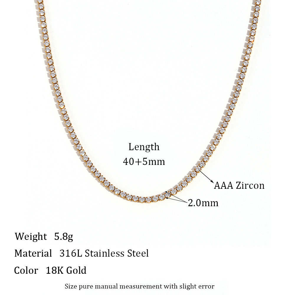 Simple Style Geometric Stainless Steel Plating Zircon Gold Plated Necklace