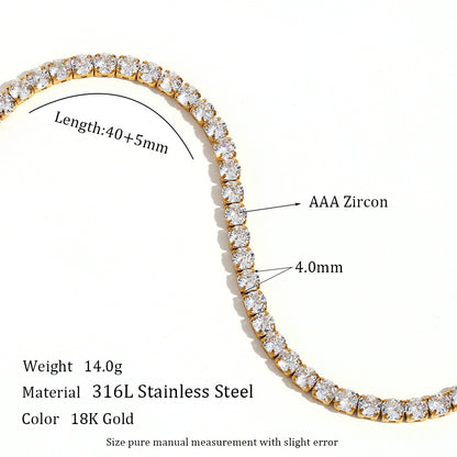 Titanium Steel 18K Gold Plated Elegant Glam Geometric Zircon Necklace