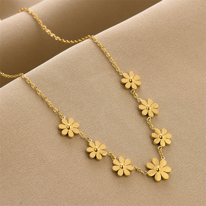 Simple Style Flower Titanium Steel Necklace 1 Piece