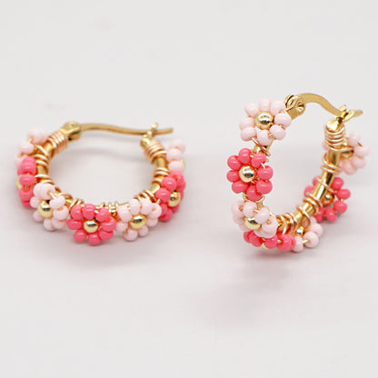 1 Pair Simple Style Flower Glass/colored Glaze Patchwork Women's Earrings