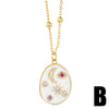 Fashion Star Moon Copper Enamel Zircon Pendant Necklace 1 Piece