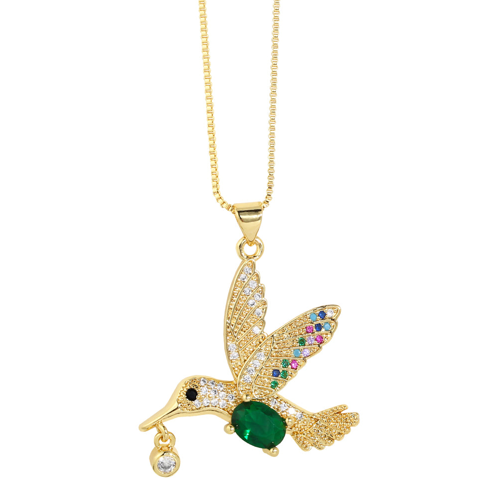 Fashion Bird Copper Plating Zircon Pendant Necklace 1 Piece