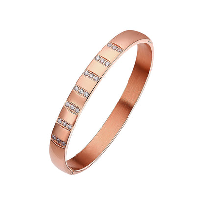 Simple Style Geometric Titanium Steel Inlay Zircon Bangle 1 Piece