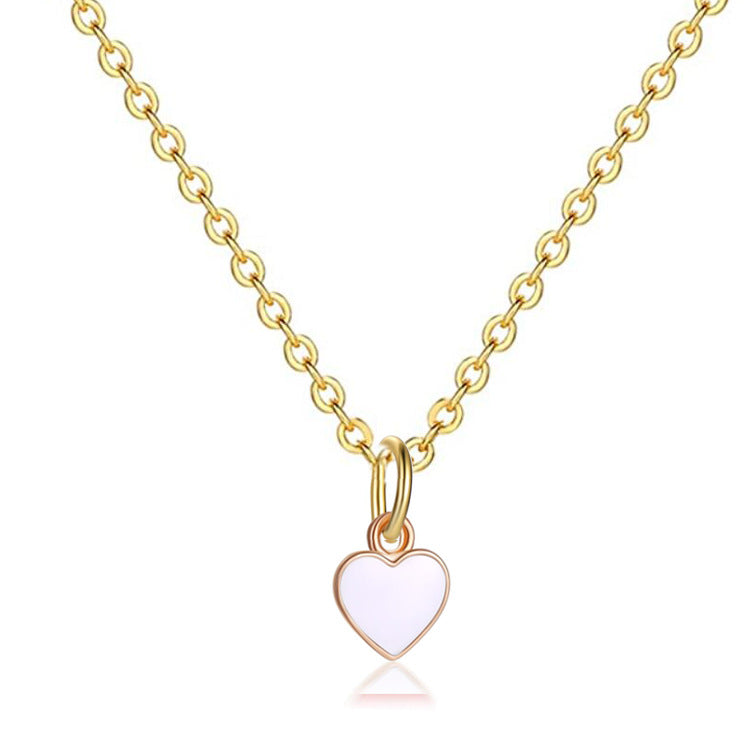 Fashion Heart Shape Stainless Steel Enamel Pendant Necklace 1 Piece