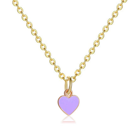 Fashion Heart Shape Stainless Steel Enamel Pendant Necklace 1 Piece