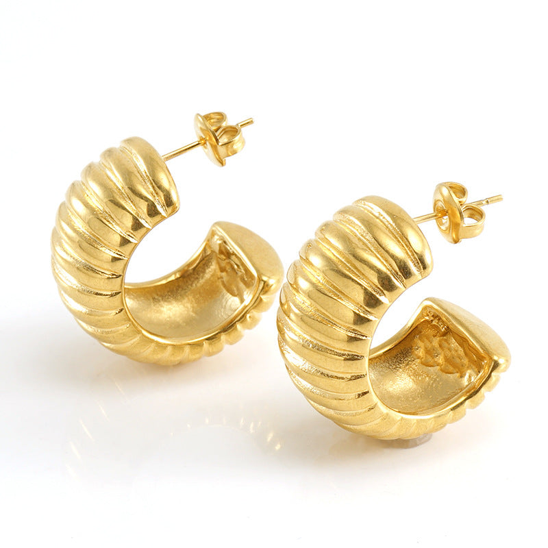 Vintage Style U Shape Stainless Steel Plating Ear Studs 1 Pair