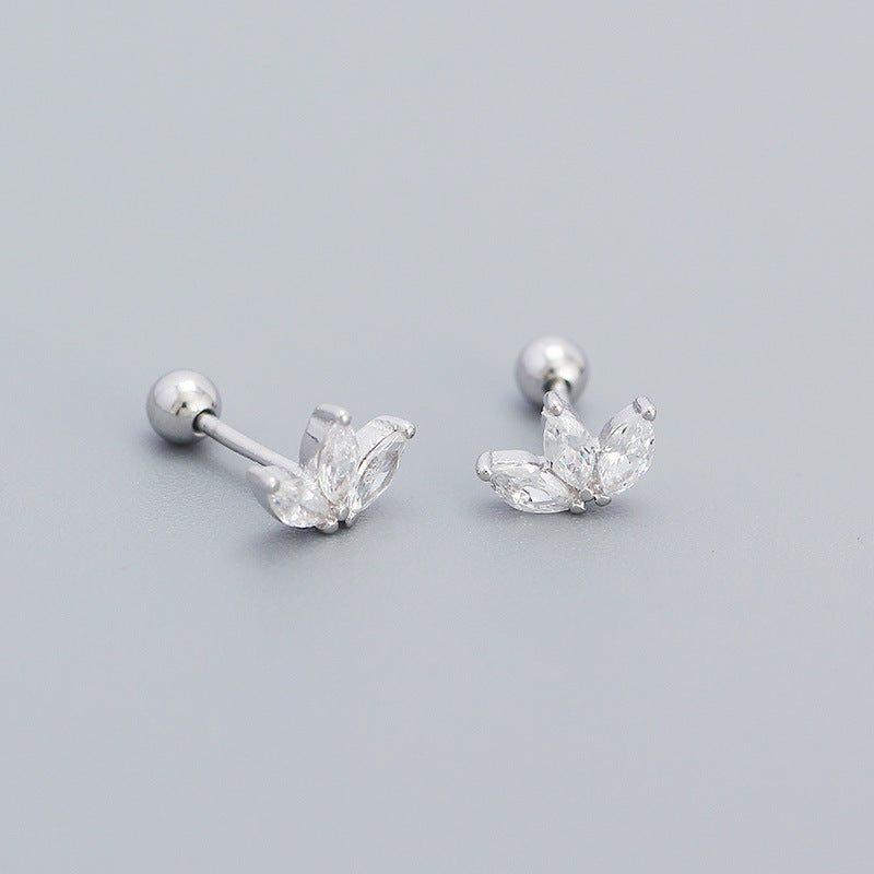 Elegant Water Droplets Sterling Silver Inlay Rhinestones Ear Studs 1 Pair