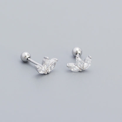 Elegant Water Droplets Sterling Silver Inlay Rhinestones Ear Studs 1 Pair