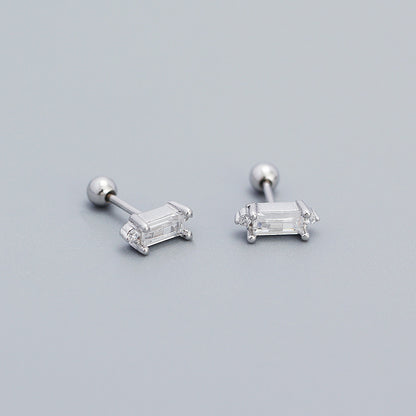 Fashion Square Sterling Silver Plating Inlay Zircon Ear Studs 1 Pair