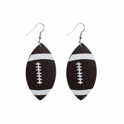 1 Pair Sports Ball Basketball Football Pu Leather Printing Women's Drop Earrings