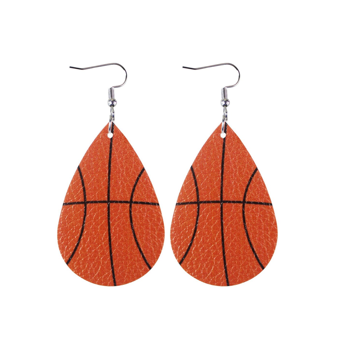 1 Pair Sports Ball Basketball Football Pu Leather Printing Women's Drop Earrings