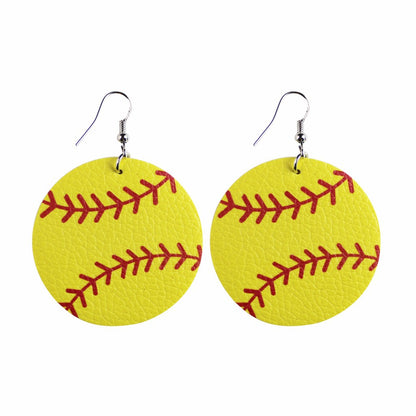 1 Pair Sports Ball Basketball Football Pu Leather Printing Women's Drop Earrings