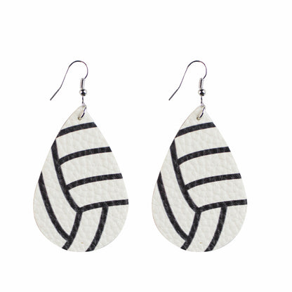 1 Pair Sports Ball Basketball Football Pu Leather Printing Women's Drop Earrings