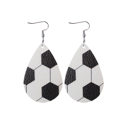 1 Pair Sports Ball Basketball Football Pu Leather Printing Women's Drop Earrings