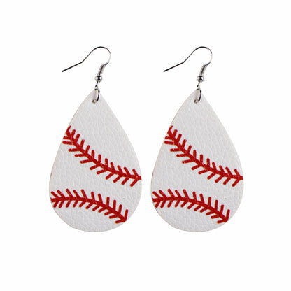 1 Pair Sports Ball Basketball Football Pu Leather Printing Women's Drop Earrings