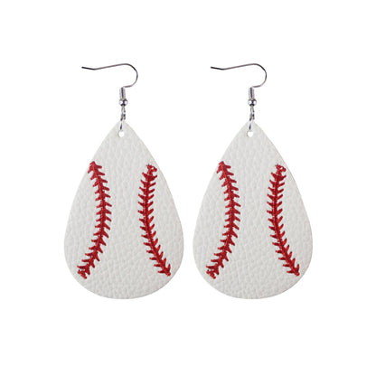 1 Pair Sports Ball Basketball Football Pu Leather Printing Women's Drop Earrings