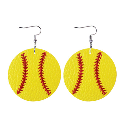 1 Pair Sports Ball Basketball Football Pu Leather Printing Women's Drop Earrings