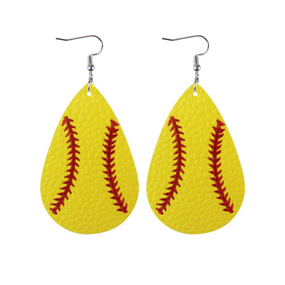 1 Pair Sports Ball Basketball Football Pu Leather Printing Women's Drop Earrings