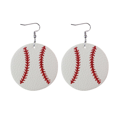 1 Pair Sports Ball Basketball Football Pu Leather Printing Women's Drop Earrings