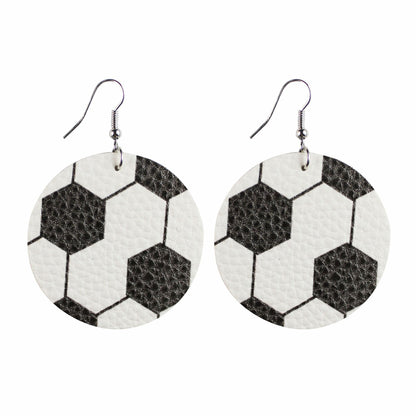 1 Pair Sports Ball Basketball Football Pu Leather Printing Women's Drop Earrings