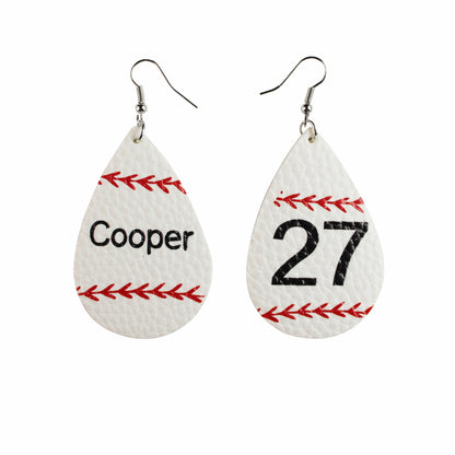 1 Pair Sports Ball Basketball Football Pu Leather Printing Women's Drop Earrings