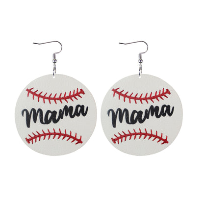 1 Pair Sports Ball Basketball Football Pu Leather Printing Women's Drop Earrings