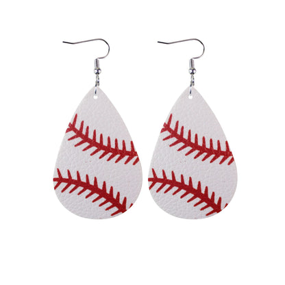 1 Pair Sports Ball Basketball Football Pu Leather Printing Women's Drop Earrings