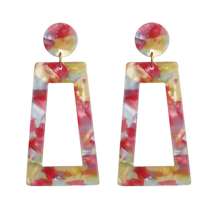 1 Pair Simple Style Square Acetic Acid Sheets Printing Women'S Drop Earrings Earrings