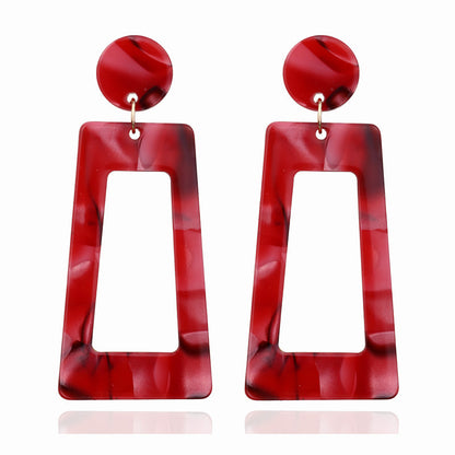 1 Pair Simple Style Square Acetic Acid Sheets Printing Women'S Drop Earrings Earrings