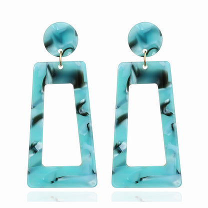 1 Pair Simple Style Square Acetic Acid Sheets Printing Women'S Drop Earrings Earrings