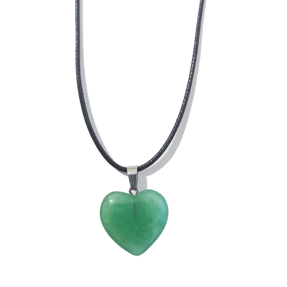 Simple Style Heart Shape Natural Stone Polishing Pendant Necklace 1 Piece