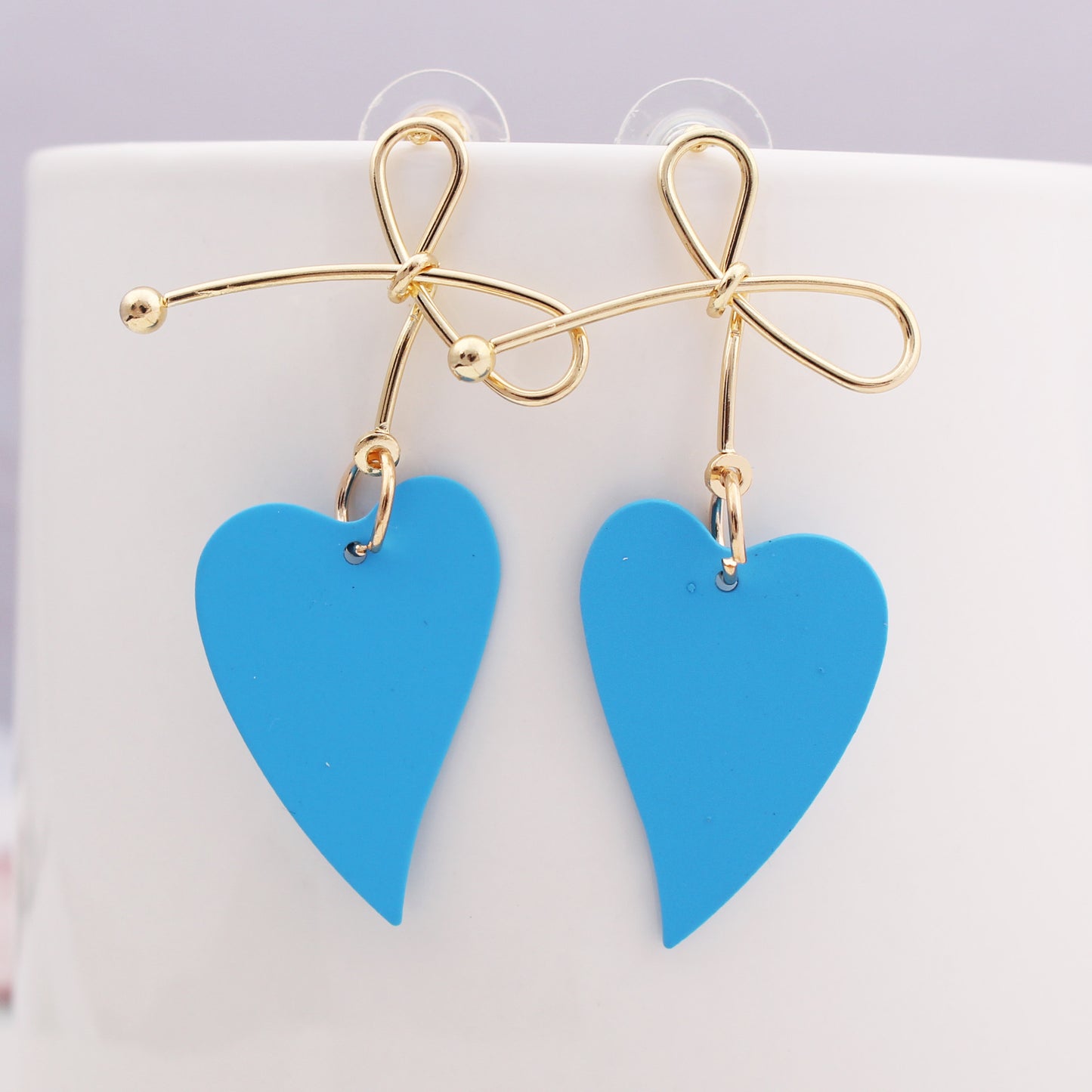 1 Pair Fashion Heart Shape Bow Knot Alloy Plating Women's Drop Earrings