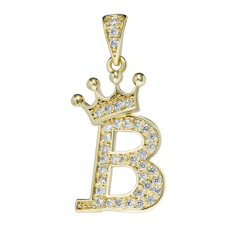 1 Piece Fashion Letter Crown Alloy Plating Inlay Rhinestones Women's Pendant Necklace