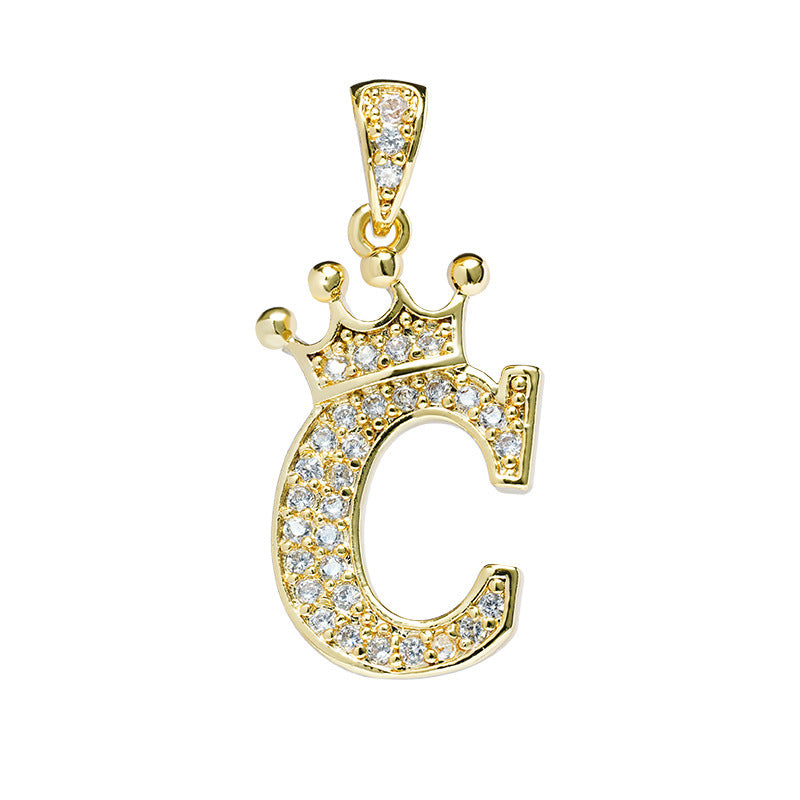 1 Piece Fashion Letter Crown Alloy Plating Inlay Rhinestones Women's Pendant Necklace