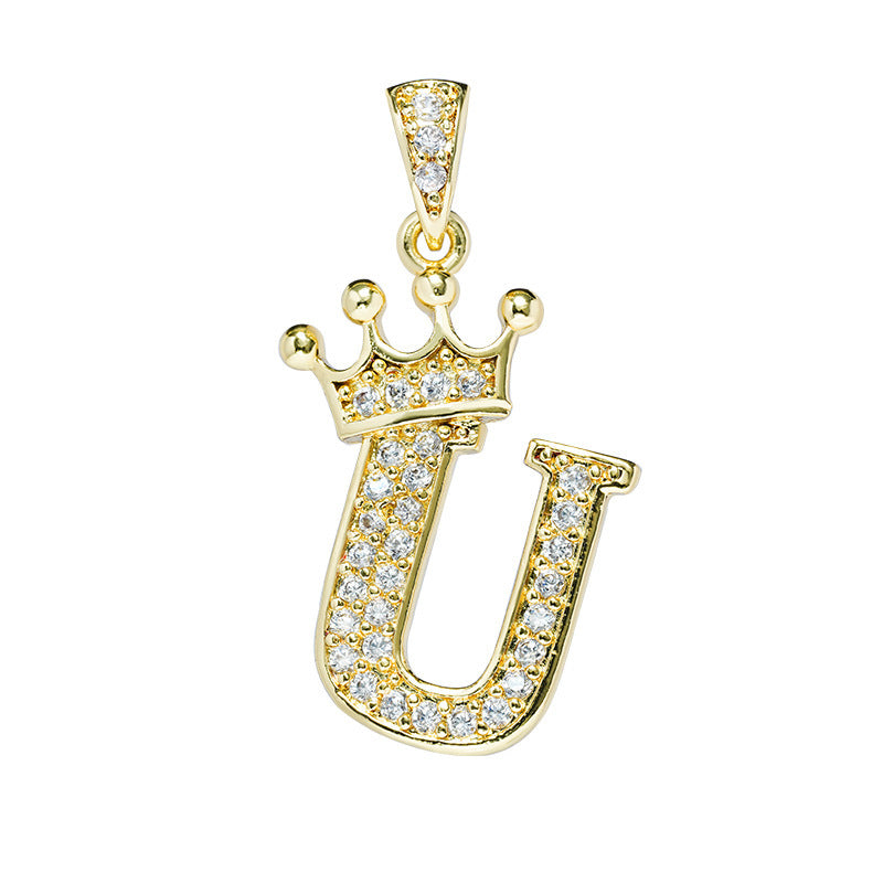 1 Piece Fashion Letter Crown Alloy Plating Inlay Rhinestones Women's Pendant Necklace