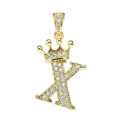 1 Piece Fashion Letter Crown Alloy Plating Inlay Rhinestones Women's Pendant Necklace