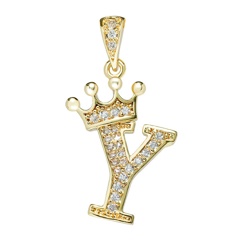 1 Piece Fashion Letter Crown Alloy Plating Inlay Rhinestones Women's Pendant Necklace