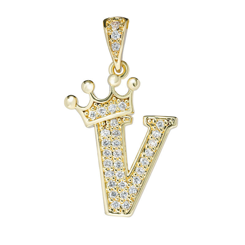 1 Piece Fashion Letter Crown Alloy Plating Inlay Rhinestones Women's Pendant Necklace