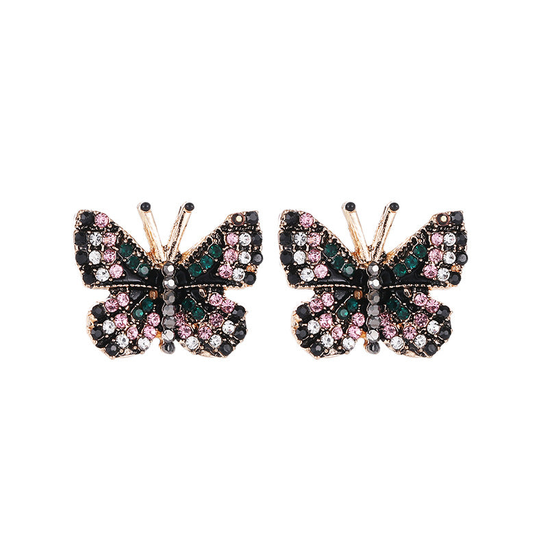 1 Pair Fashion Butterfly Alloy Plating Rhinestones Women's Ear Studs