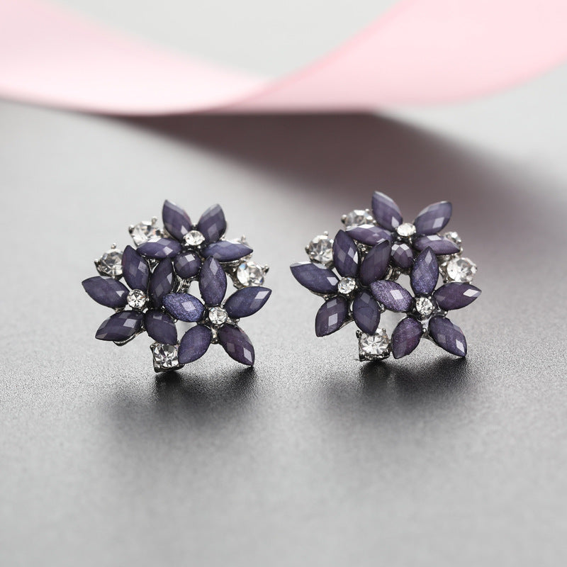 1 Pair Fashion Flower Alloy Inlay Zircon Women's Ear Studs