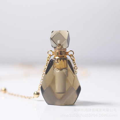 Ethnic Style Heart Shape Perfume Bottle Crystal Metal Pendant Necklace 1 Piece