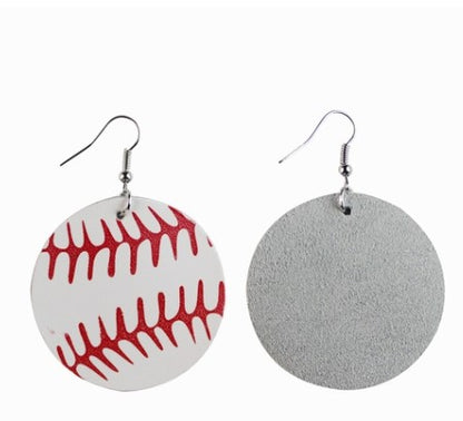 1 Pair Sports Ball Basketball Football Pu Leather Printing Women's Drop Earrings