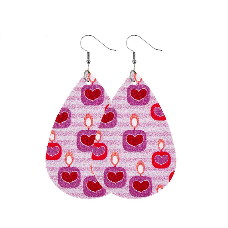 1 Pair Casual Elegant Heart Shape Pu Leather Drop Earrings