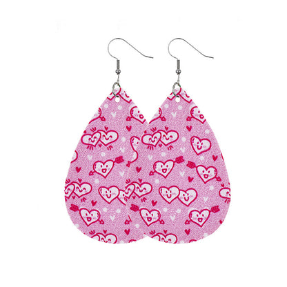 1 Pair Casual Elegant Heart Shape Pu Leather Drop Earrings