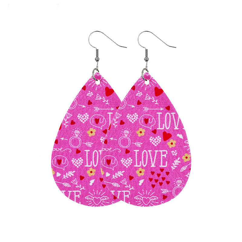 1 Pair Casual Elegant Heart Shape Pu Leather Drop Earrings