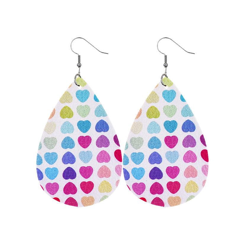 1 Pair Sweet Streetwear Heart Shape Pu Leather Drop Earrings