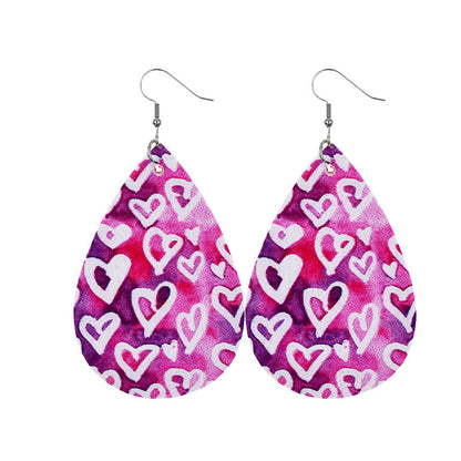 1 Pair Modern Style Classic Style Heart Shape Pu Leather Drop Earrings